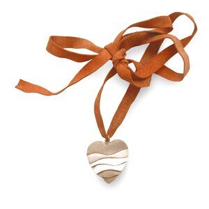 Monica Pondé 950 Sterling Silver Heart Pendant with Suede Leather Cord Necklace